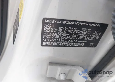 2017 BMW X3 xDrive28I из США, поврежденный, VIN 5UXWX9C38H0T23514